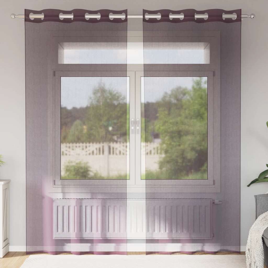 Voilegardiner med grommets 2 stk lilla 140x245 cm