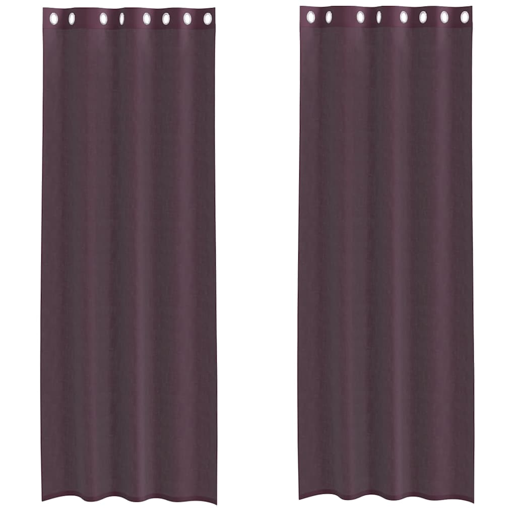 Voilegardiner med grommets 2 stk lilla 140x300 cm