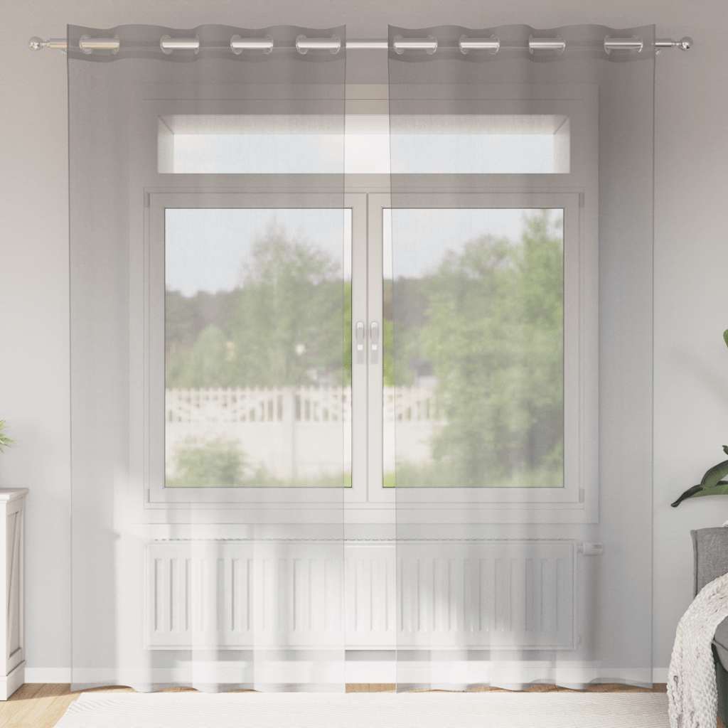 Voilegardiner med grommets 2 stk lysegrå 140x225 cm