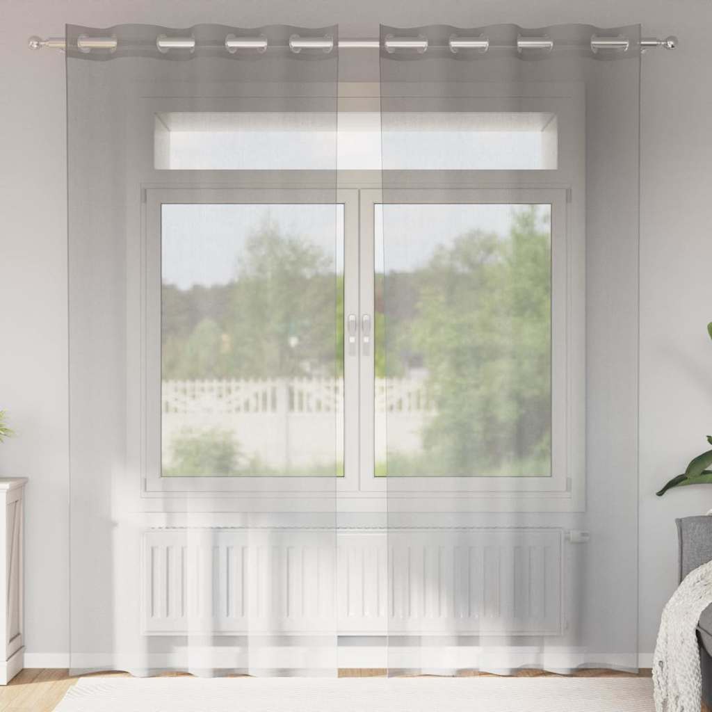 Voilegardiner med grommets 2 stk lysegrå 140x245 cm