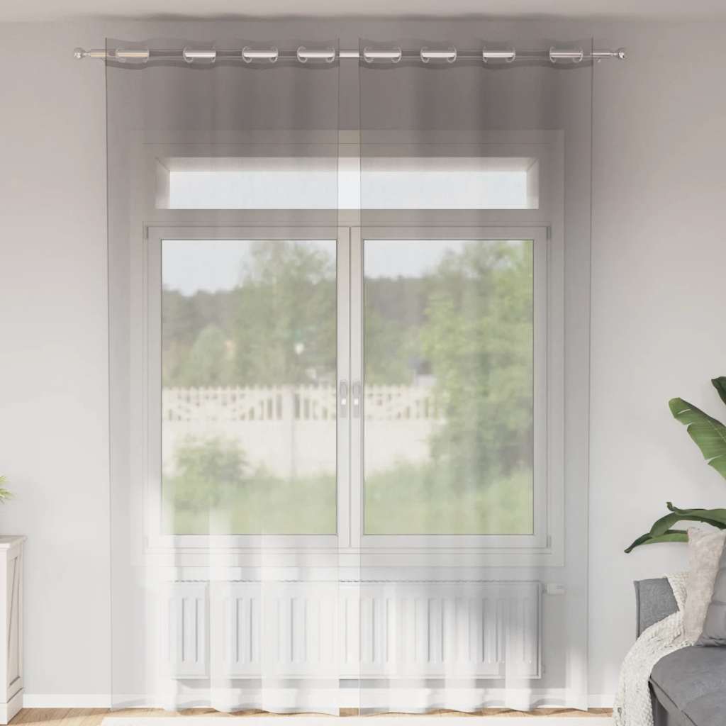 Voilegardiner med grommets 2 stk lysegrå 140x300 cm