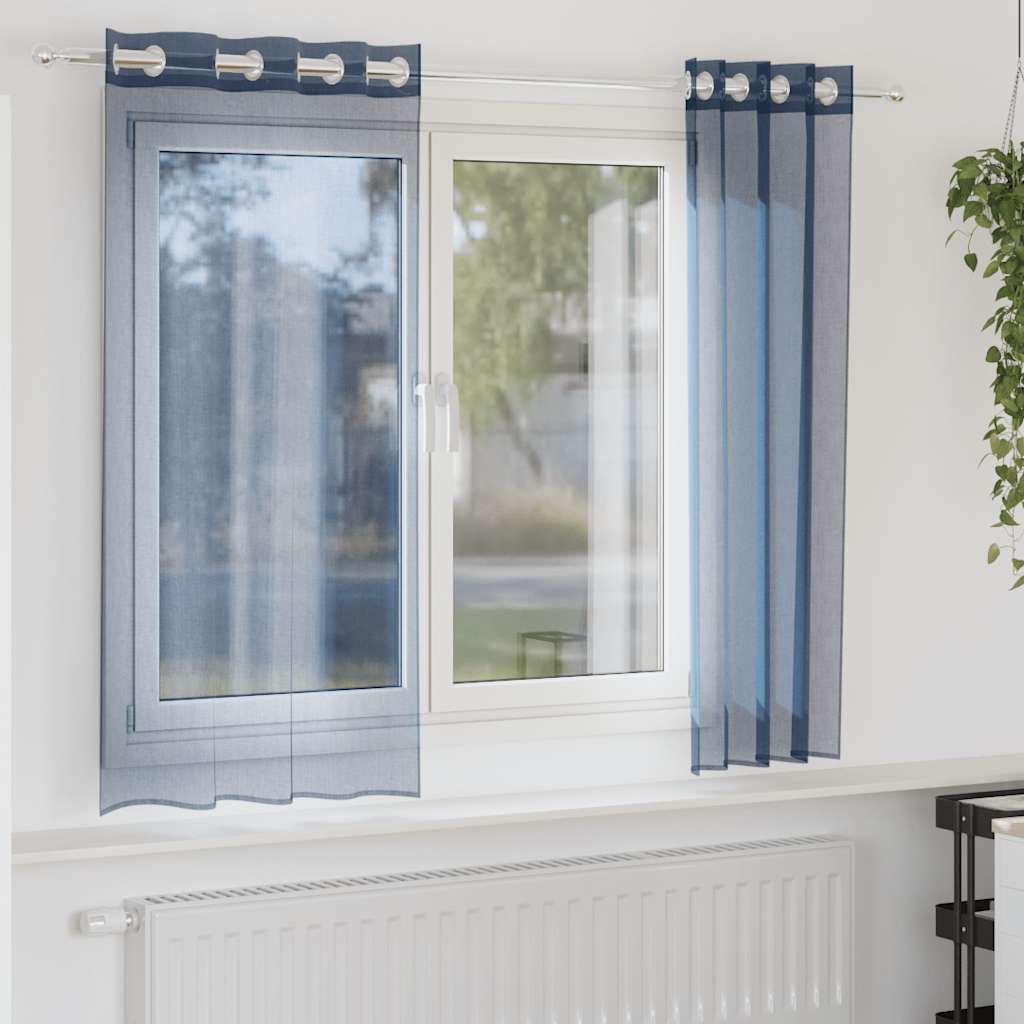 Voile gardiner med grommets 2 stk kongeblå
