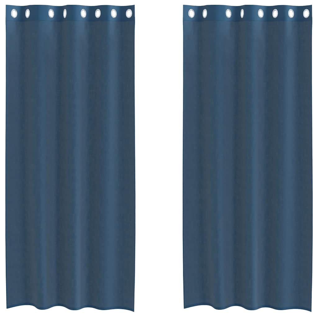 Voile gardiner med grommets 2 stk kongeblå