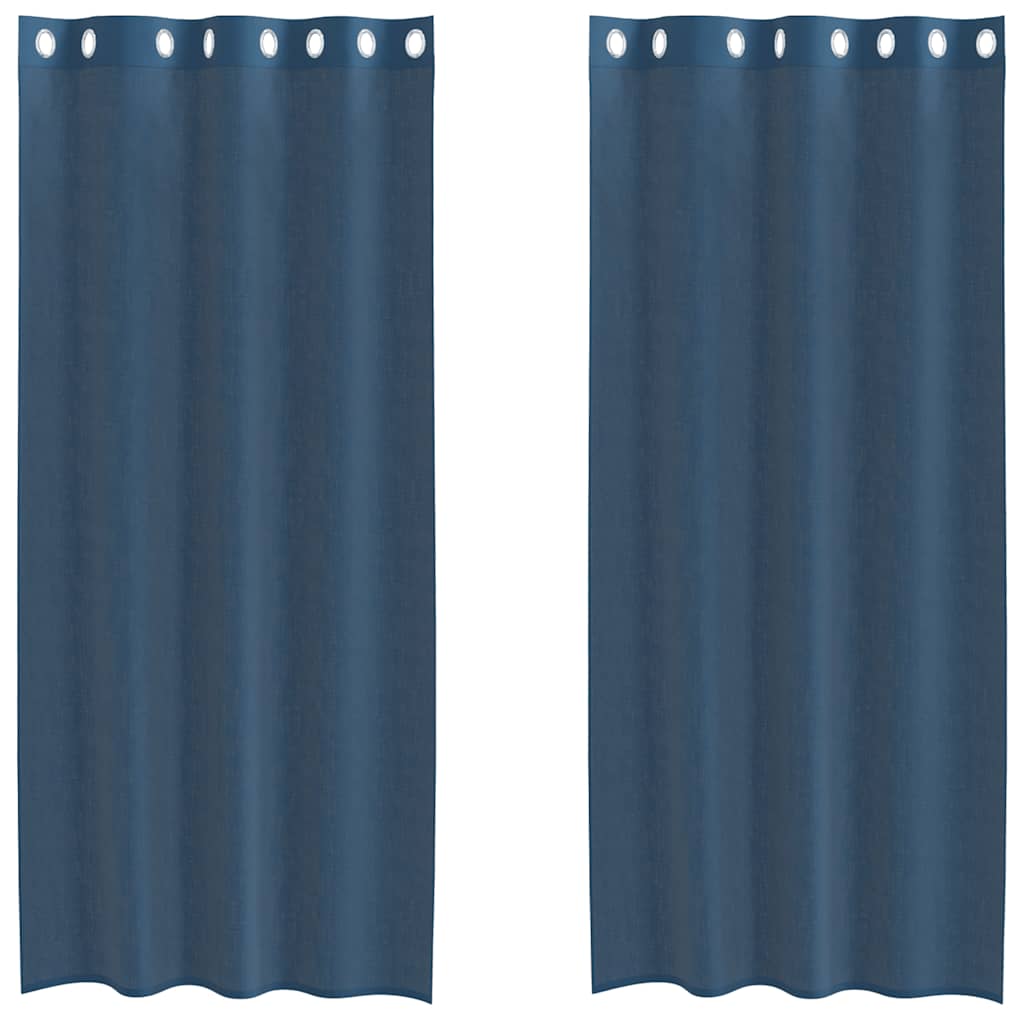 Voile gardiner med grommets 2 stk kongeblå