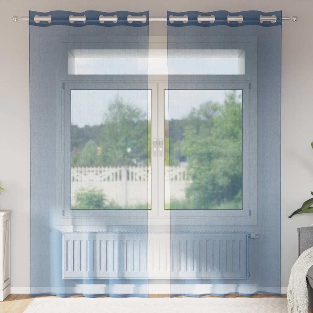Voile gardiner med grommets 2 stk kongeblå