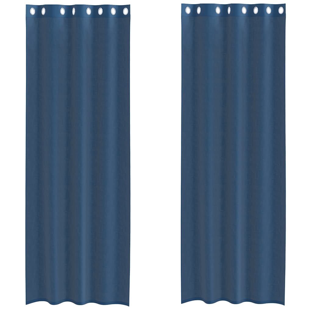 Voile gardiner med grommets 2 stk kongeblå