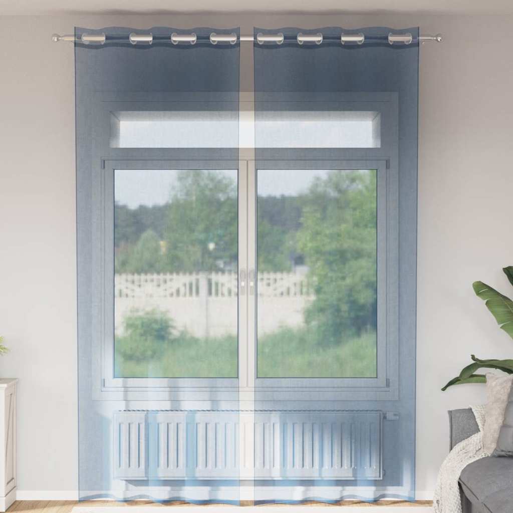 Voile gardiner med grommets 2 stk kongeblå