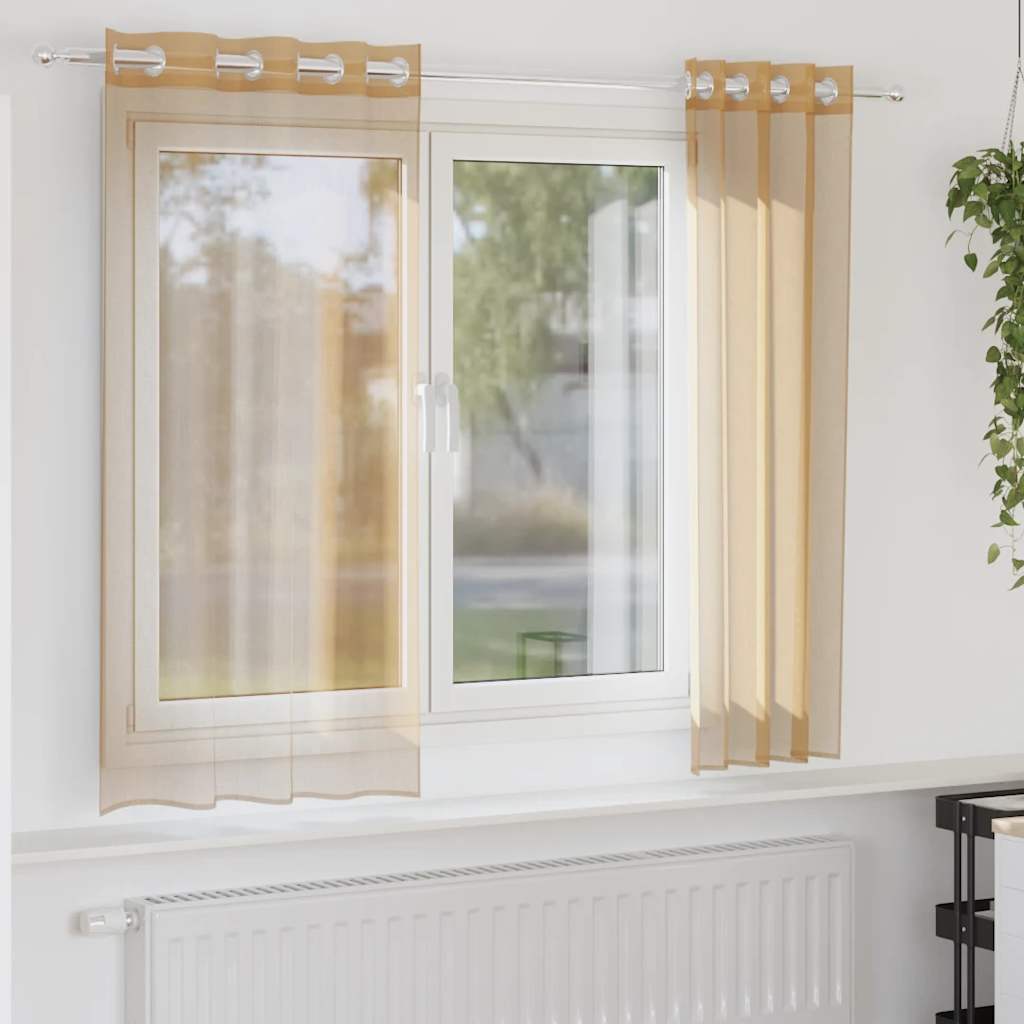 Voilegardiner med grommets 2 stk sand