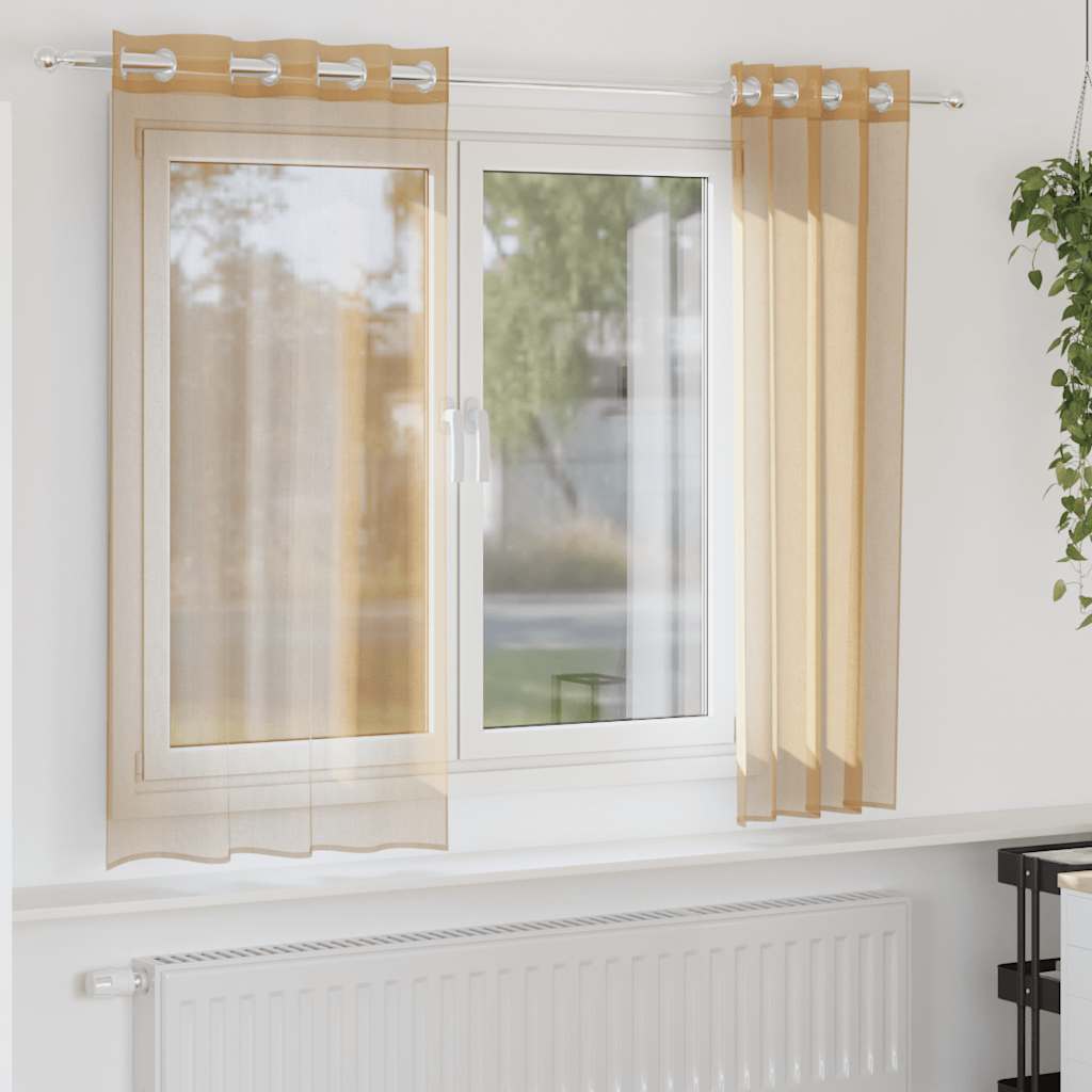 Voilegardiner med grommets 2 stk sand