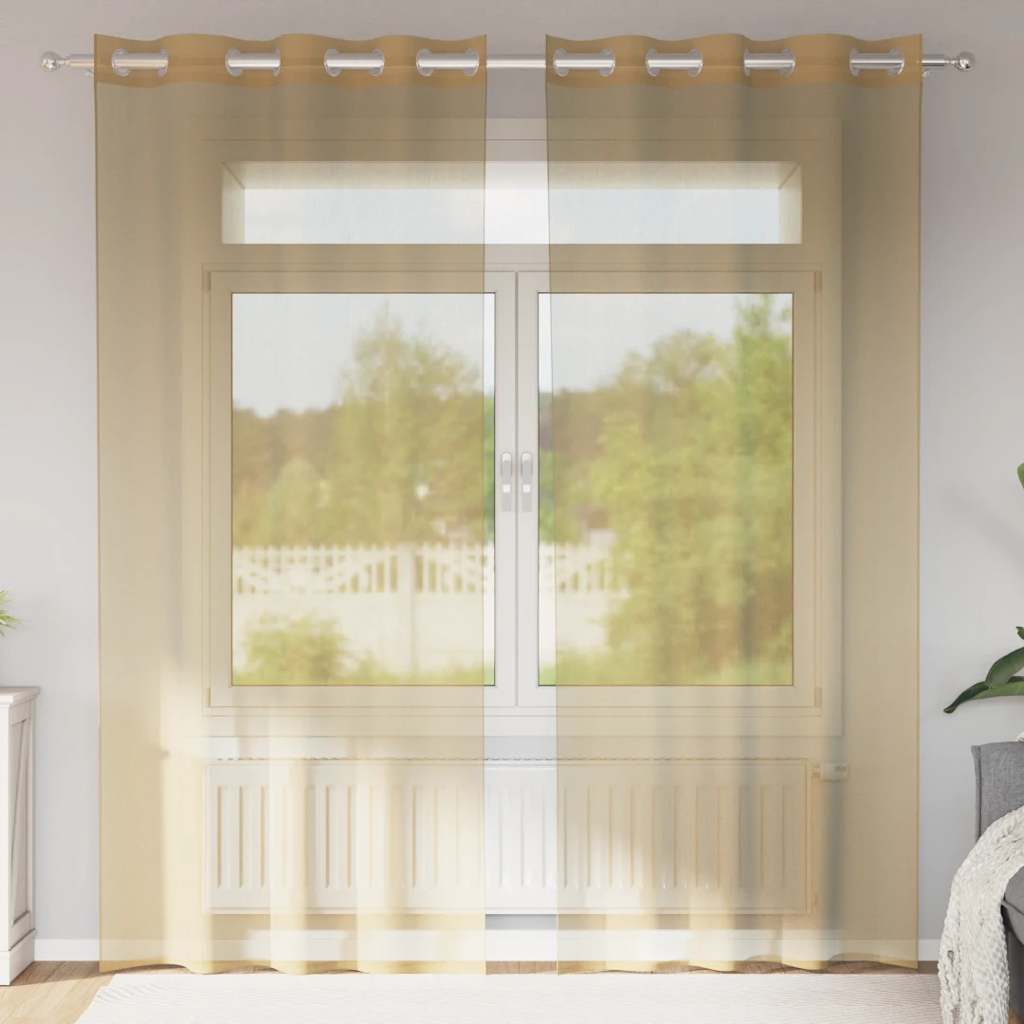 Voilegardiner med grommets 2 stk sand