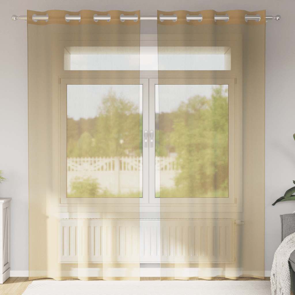 Voilegardiner med grommets 2 stk sand