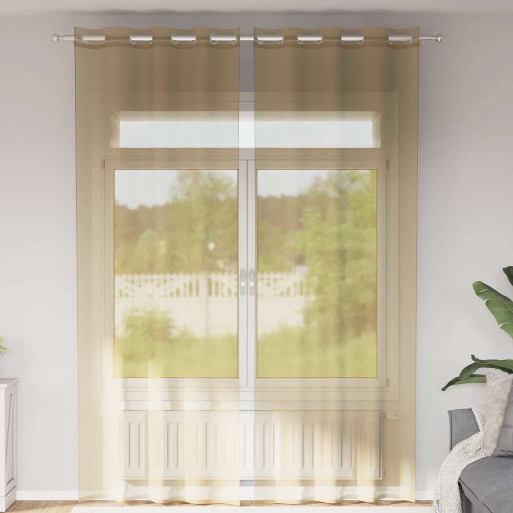 Voilegardiner med grommets 2 stk sand