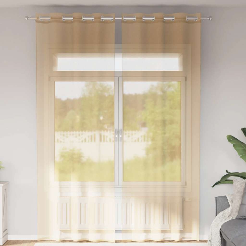 Voilegardiner med grommets 2 stk sand
