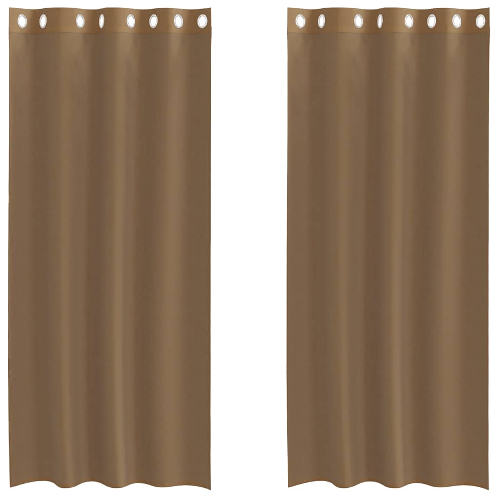Voilegardiner med grommets 2 stk lysebrune