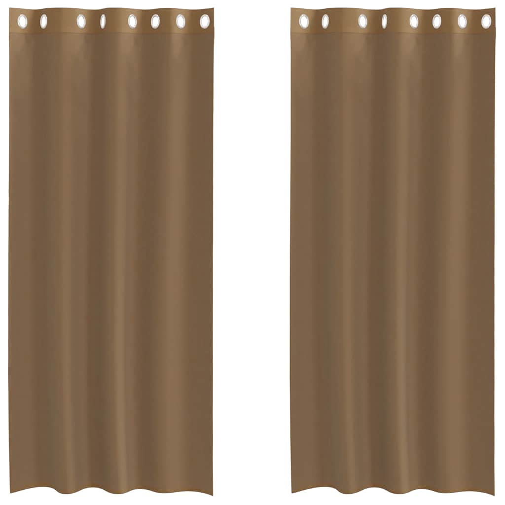 Voilegardiner med grommets 2 stk lysebrune