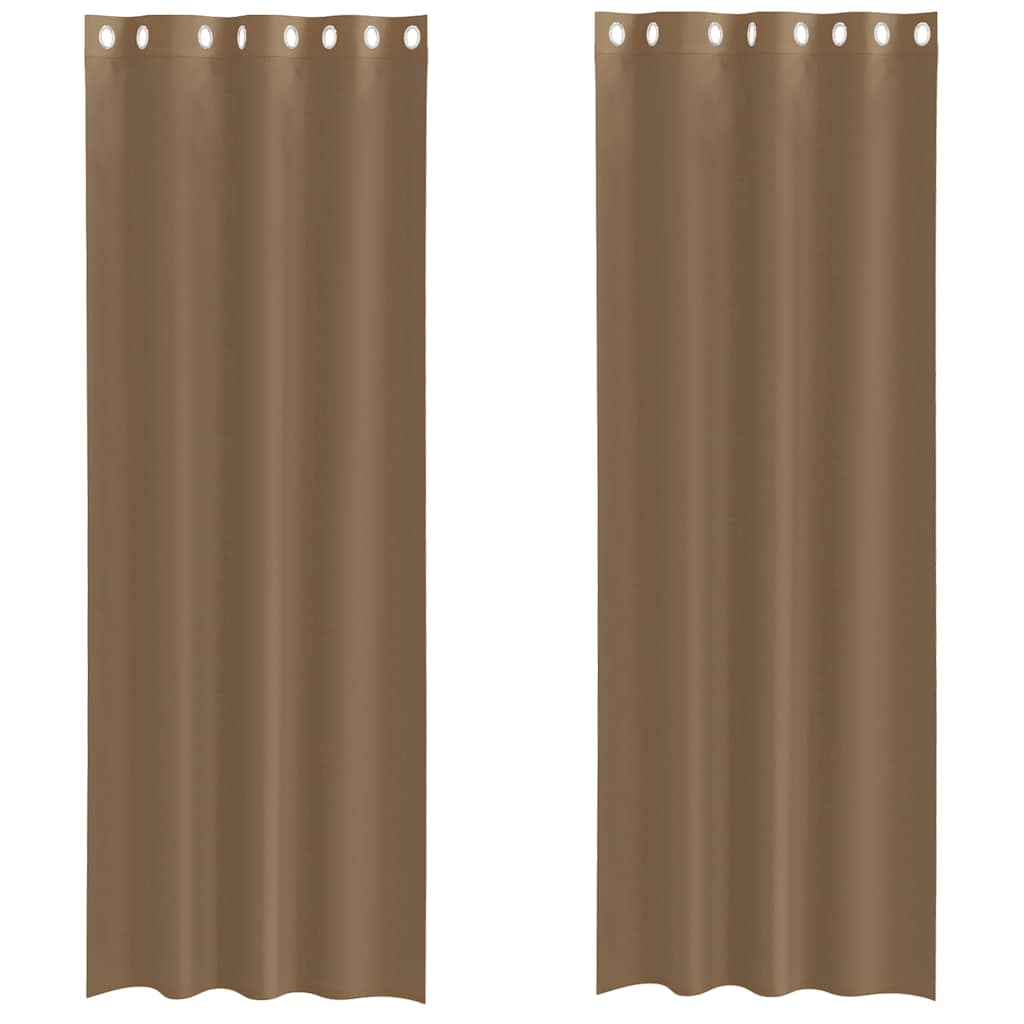 Voilegardiner med grommets 2 stk lysebrune