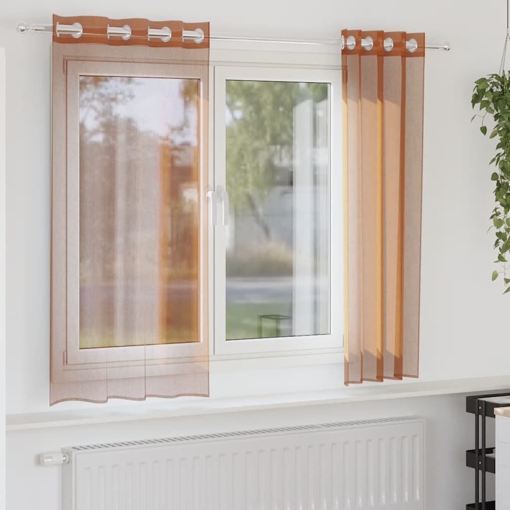 Voilegardiner med grommets 2 stk terrakotta
