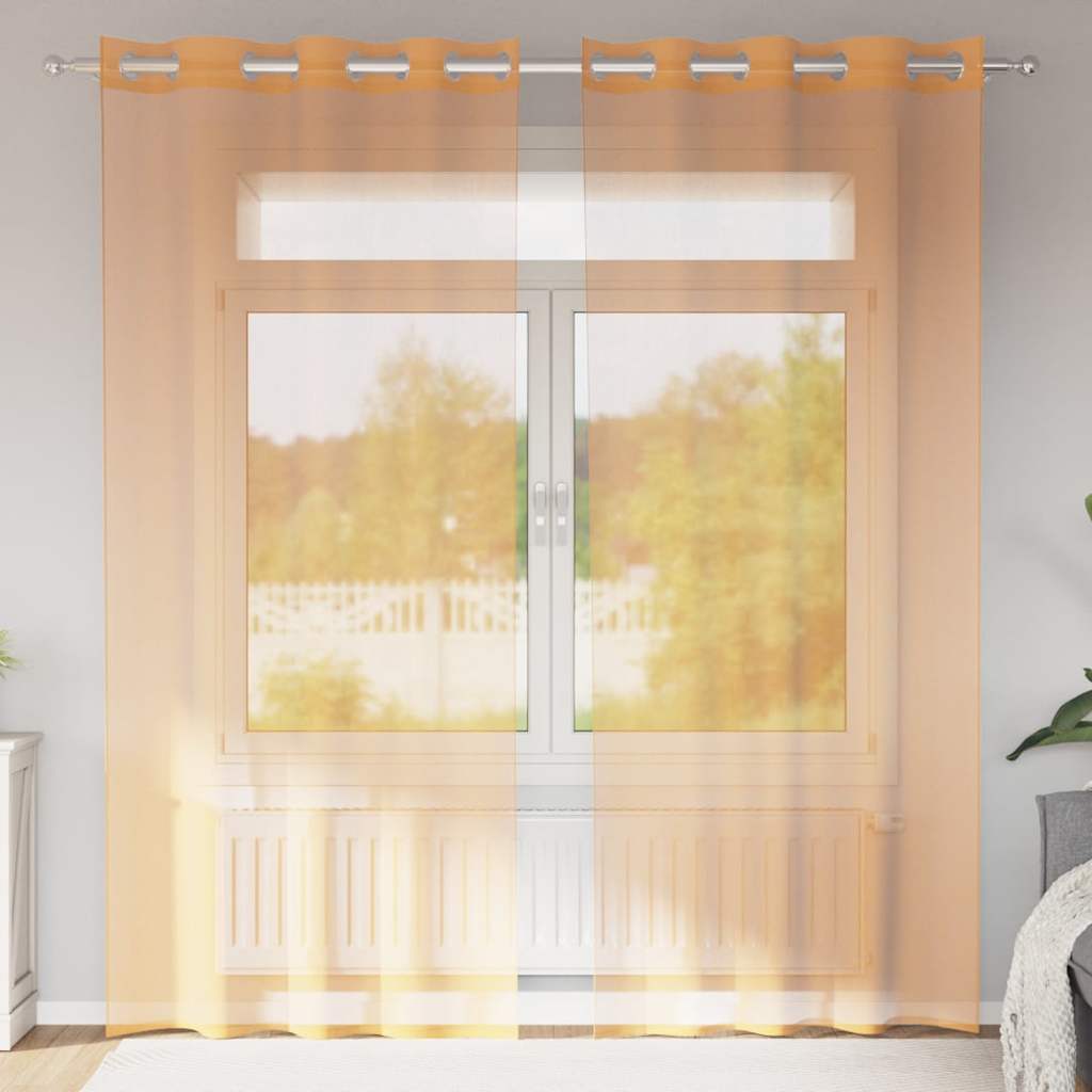 Voilegardiner med grommets 2 stk terrakotta