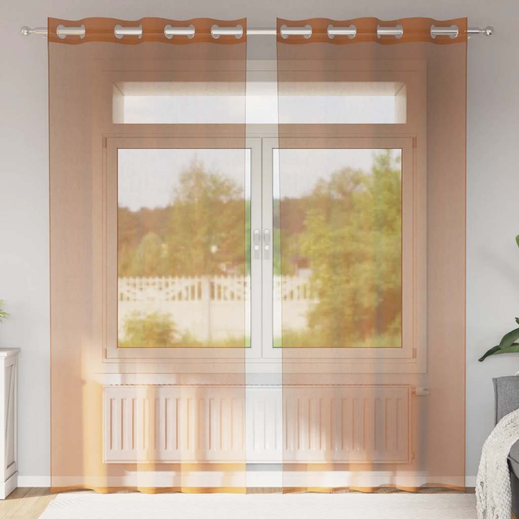 Voilegardiner med grommets 2 stk terrakotta