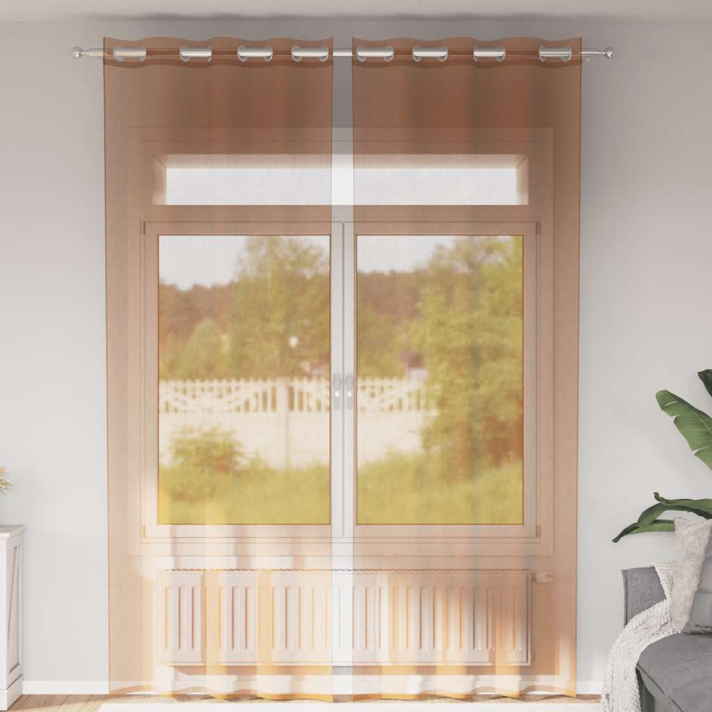 Voilegardiner med grommets 2 stk terrakotta