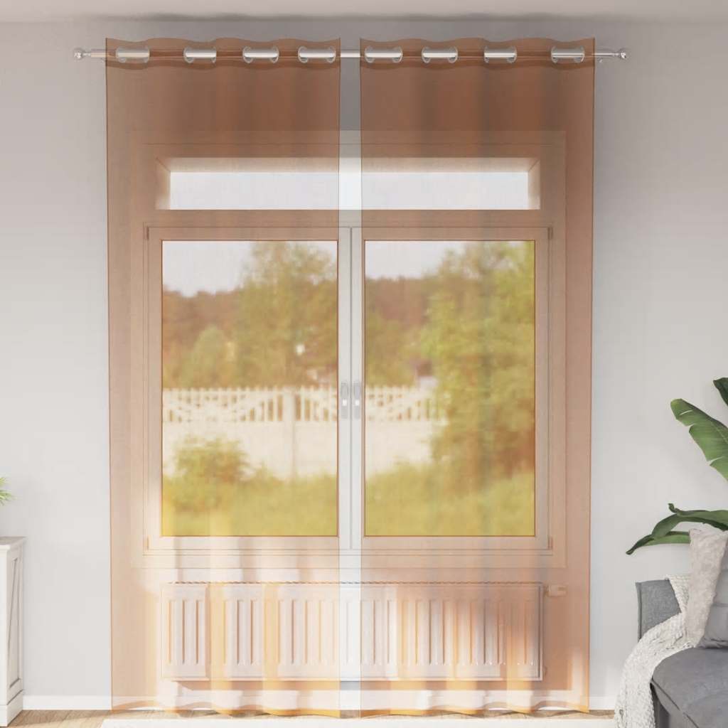 Voilegardiner med grommets 2 stk terrakotta