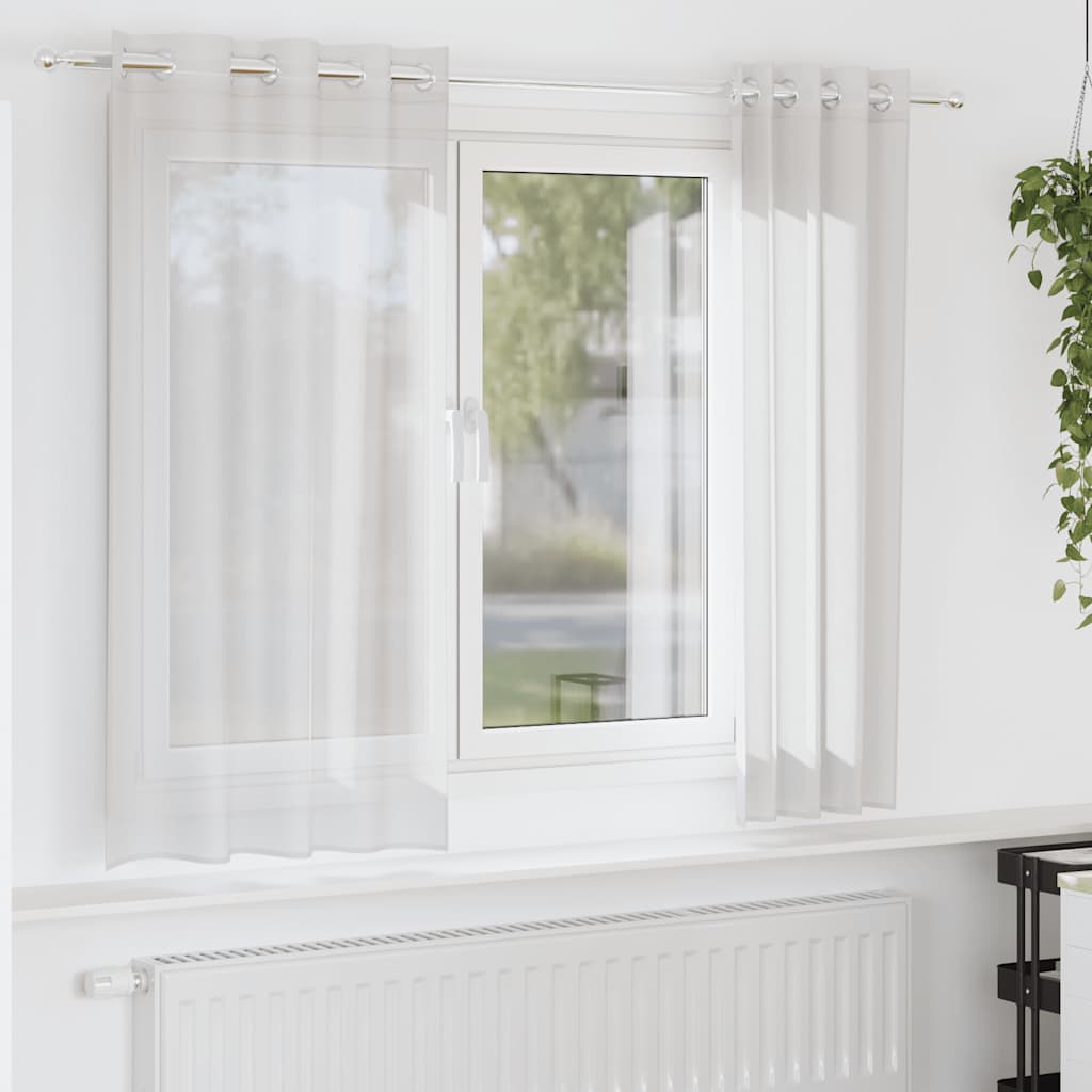 Voilegardiner med grommets 2 stk hvit