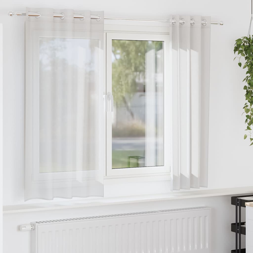 Voilegardiner med grommets 2 stk hvit