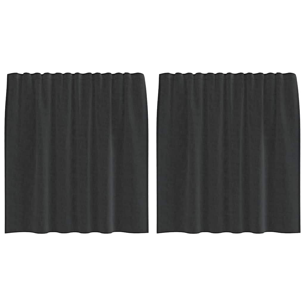 Voile gardiner med stanglommer 2 stk svart