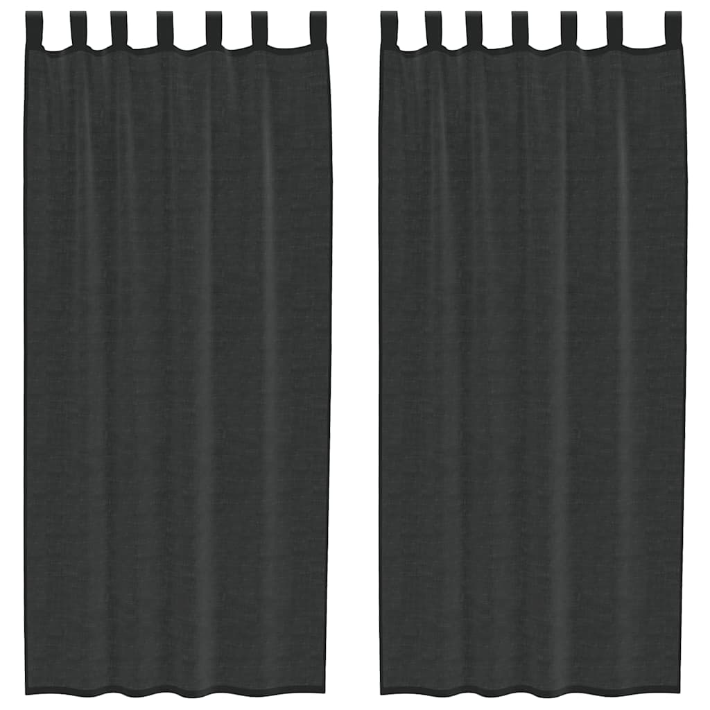 Voile gardiner med stanglommer 2 stk svart