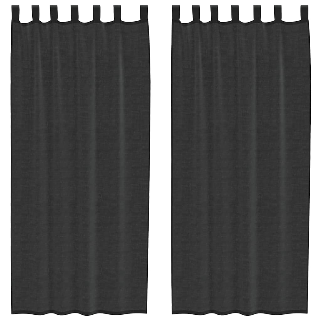 Voile gardiner med stanglommer 2 stk svart
