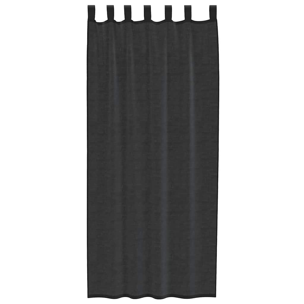 Voile gardiner med stanglommer 2 stk svart