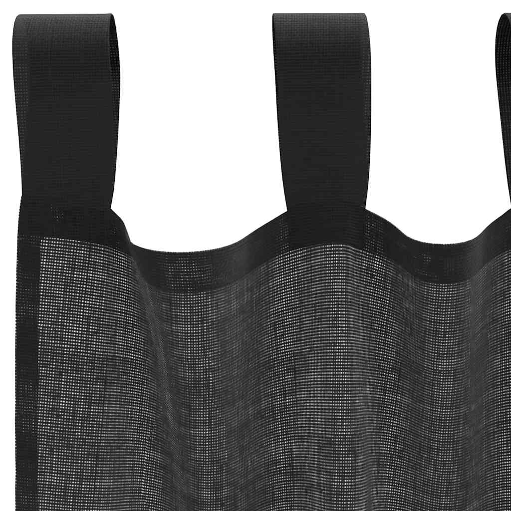 Voile gardiner med stanglommer 2 stk svart