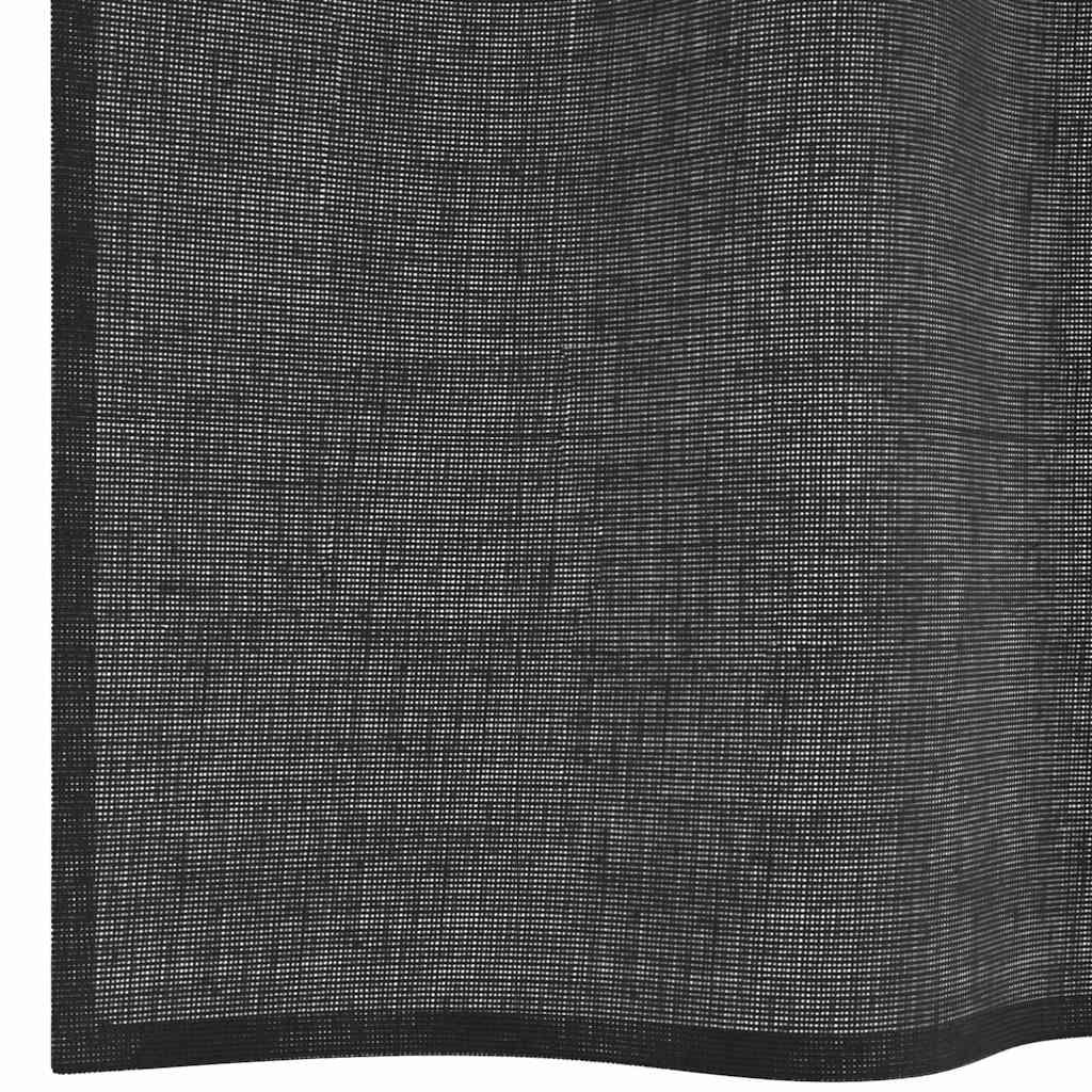 Voile gardiner med stanglommer 2 stk svart