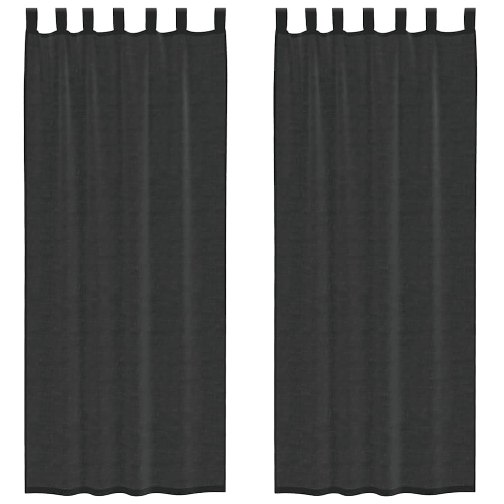 Voile gardiner med stanglommer 2 stk svart