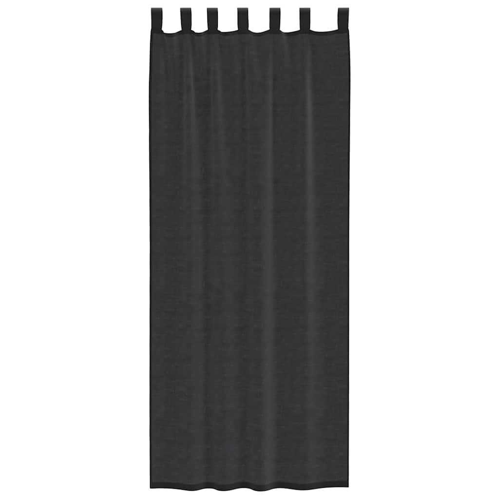 Voile gardiner med stanglommer 2 stk svart