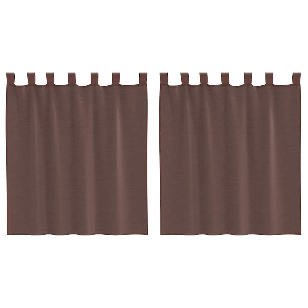Voile gardiner med stanglommer 2 stk brun