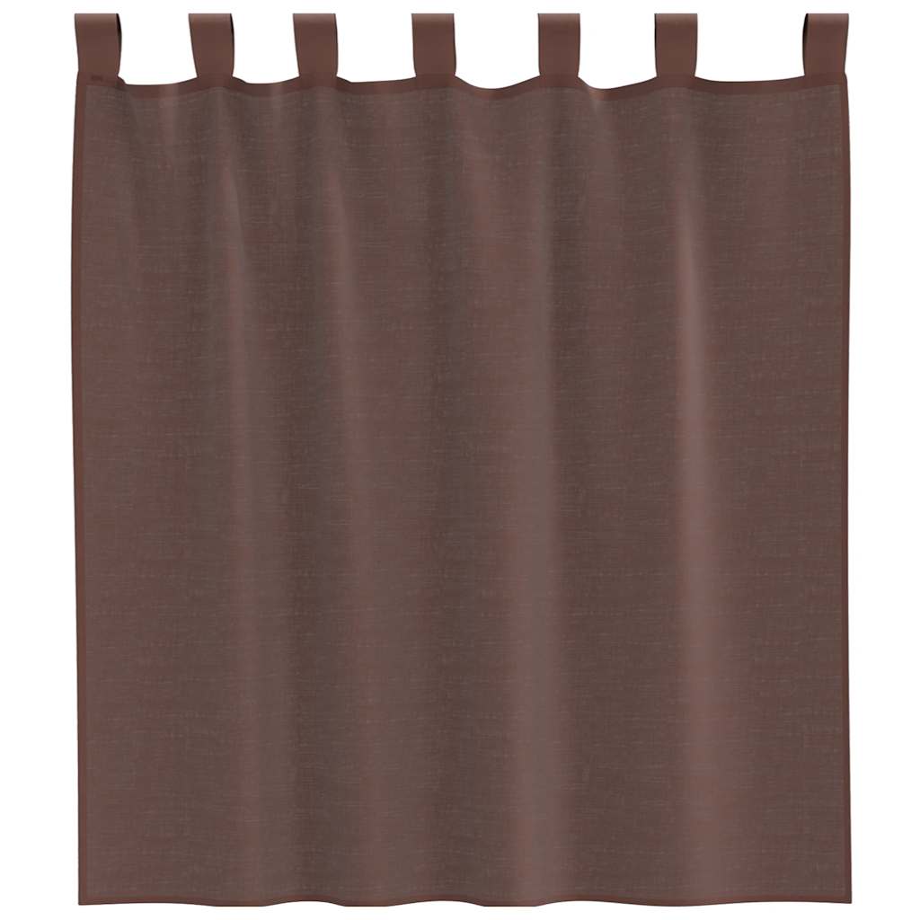 Voile gardiner med stanglommer 2 stk brun