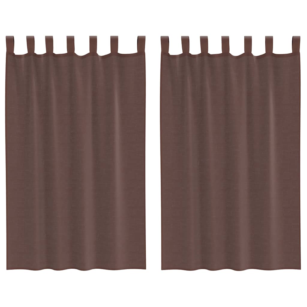 Voile gardiner med stanglommer 2 stk brun