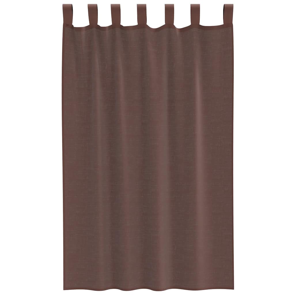 Voile gardiner med stanglommer 2 stk brun