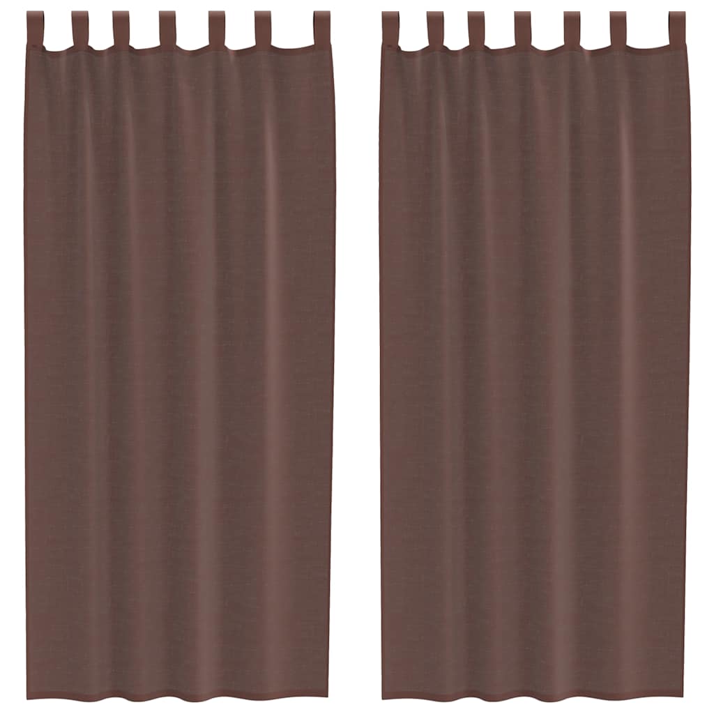 Voile gardiner med stanglommer 2 stk brun