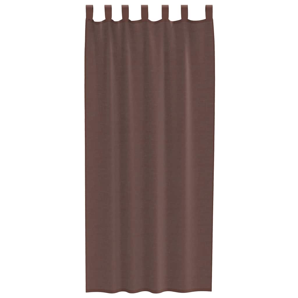 Voile gardiner med stanglommer 2 stk brun