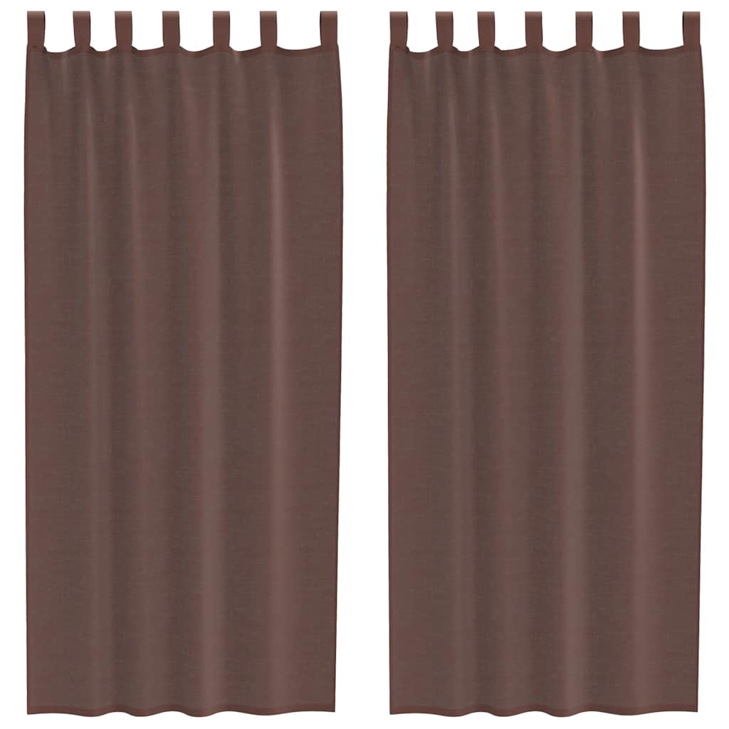 Voile gardiner med stanglommer 2 stk brun