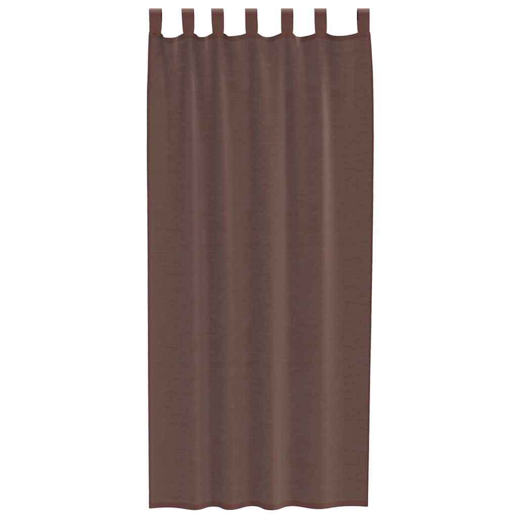 Voile gardiner med stanglommer 2 stk brun