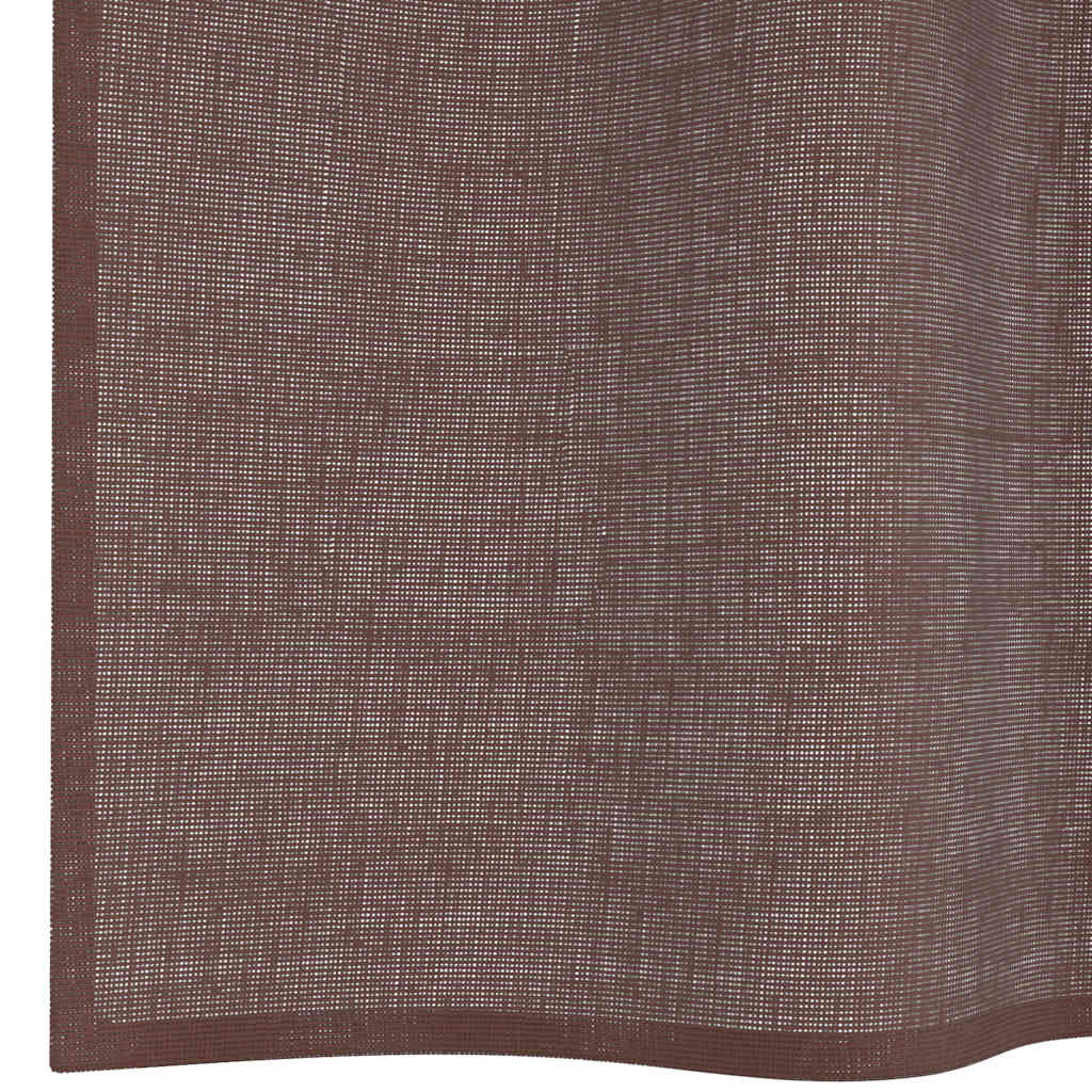 Voile gardiner med stanglommer 2 stk brun