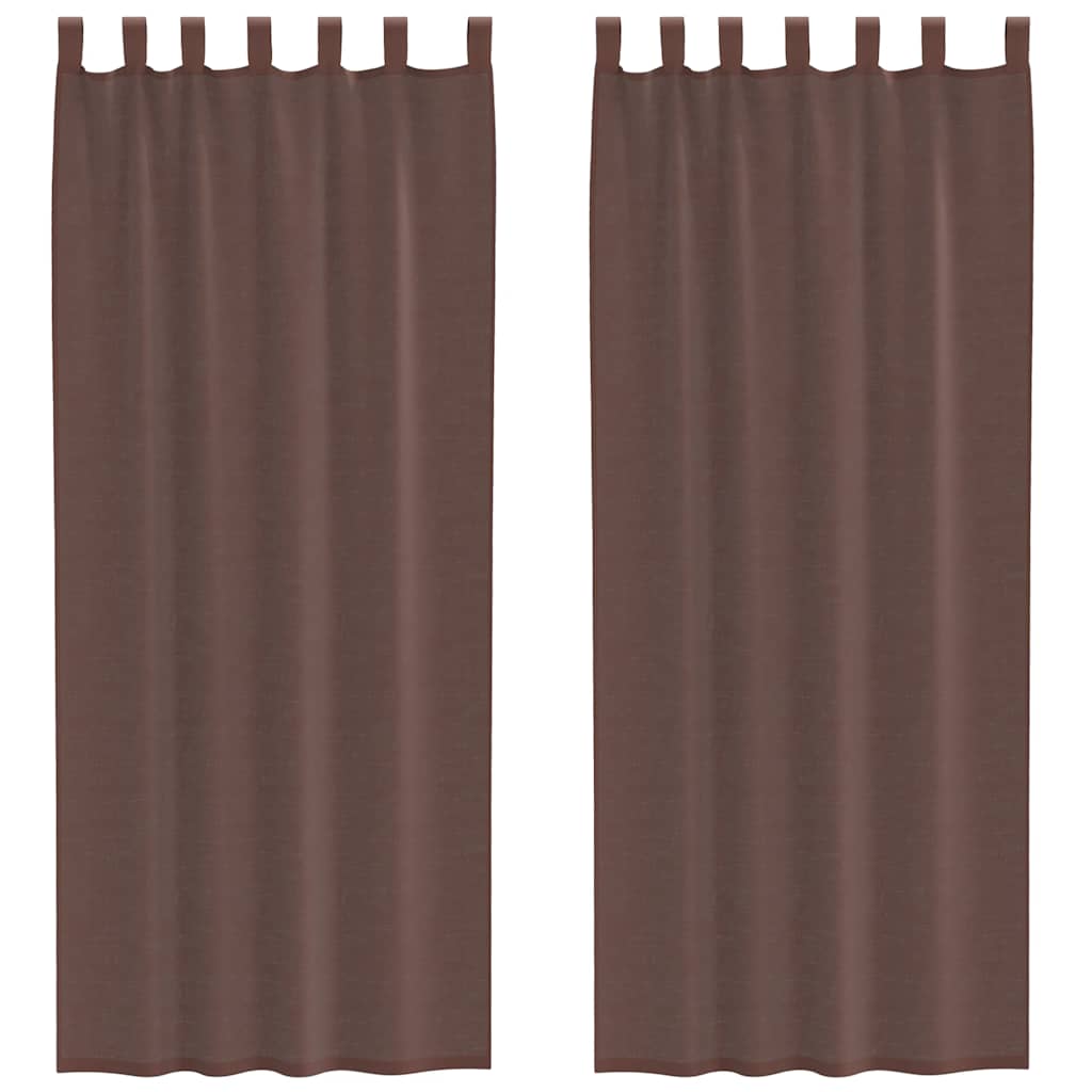 Voile gardiner med stanglommer 2 stk brun