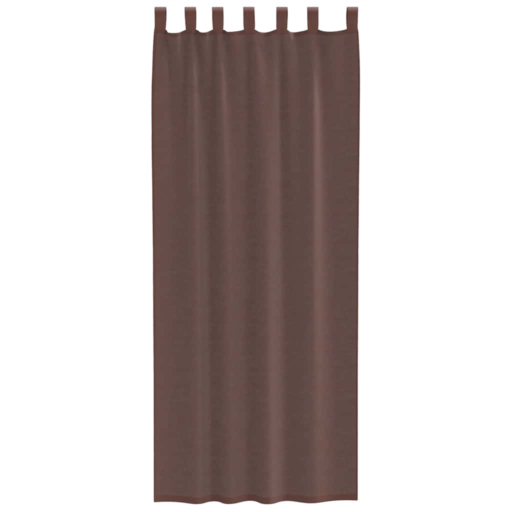 Voile gardiner med stanglommer 2 stk brun