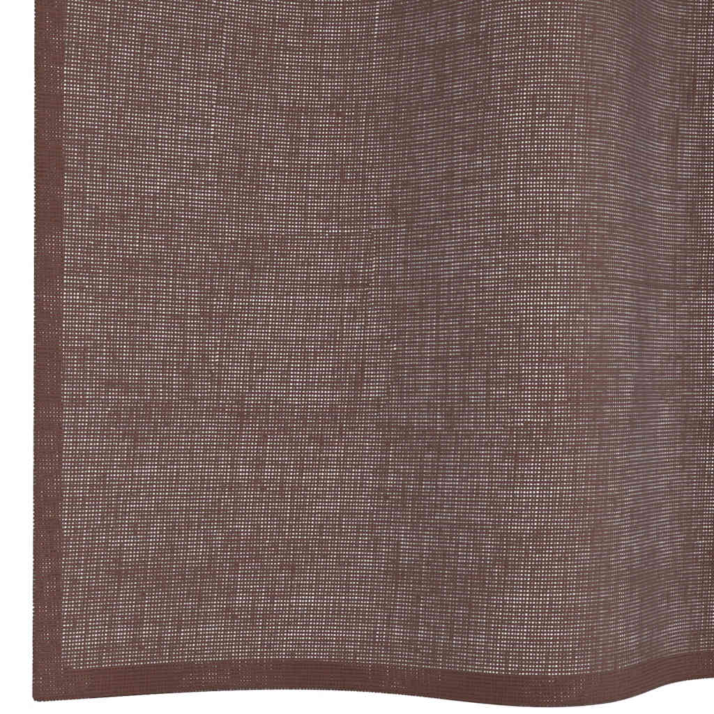 Voile gardiner med stanglommer 2 stk brun