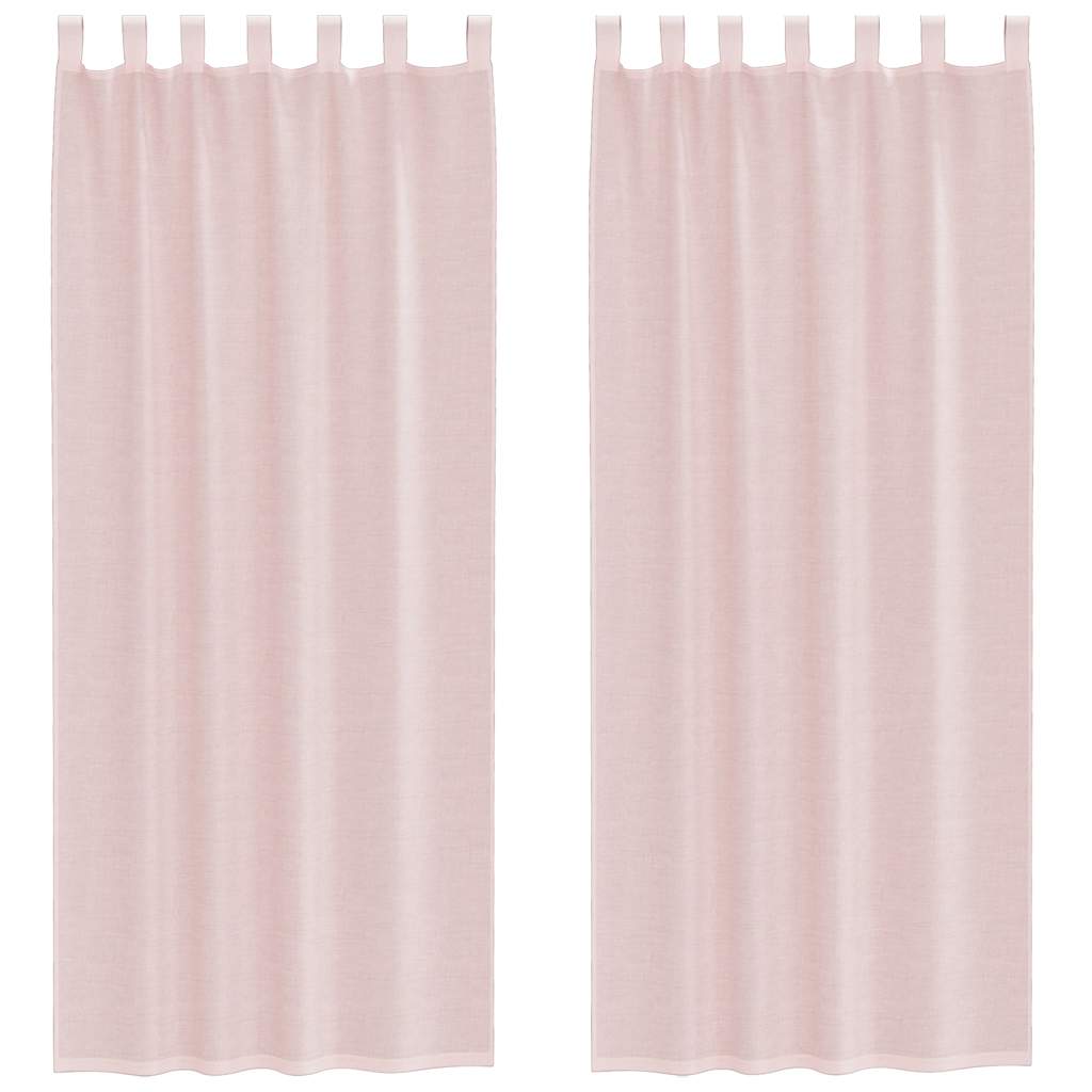 Voile gardiner med stanglommer 2 stk lyserosa
