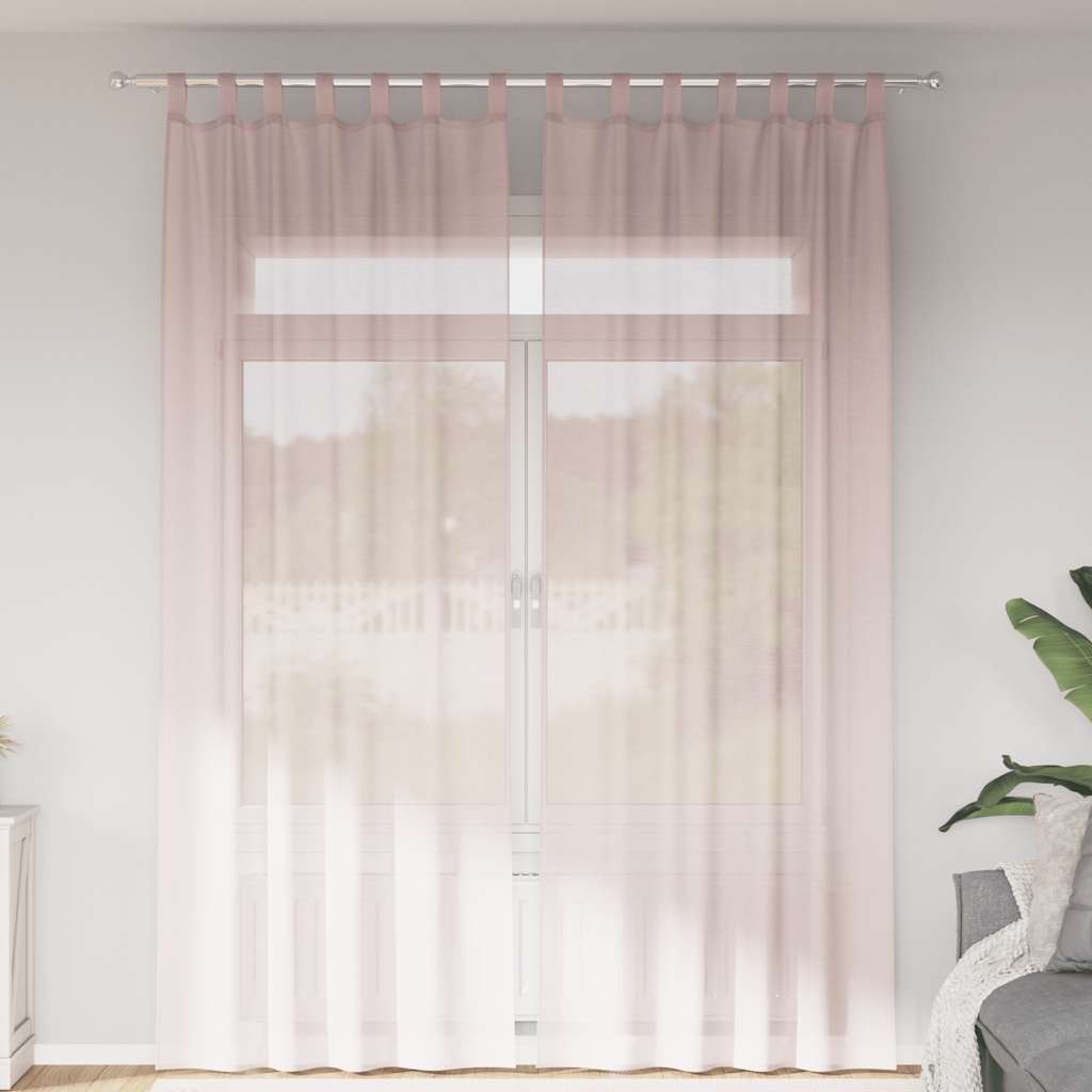 Voile gardiner med stanglommer 2 stk lyserosa