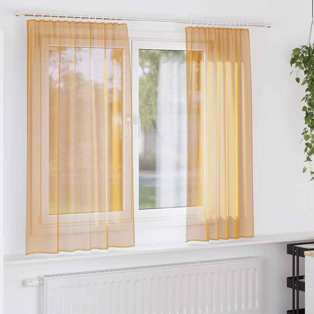Voile gardiner med stanglommer 2 stk oransje